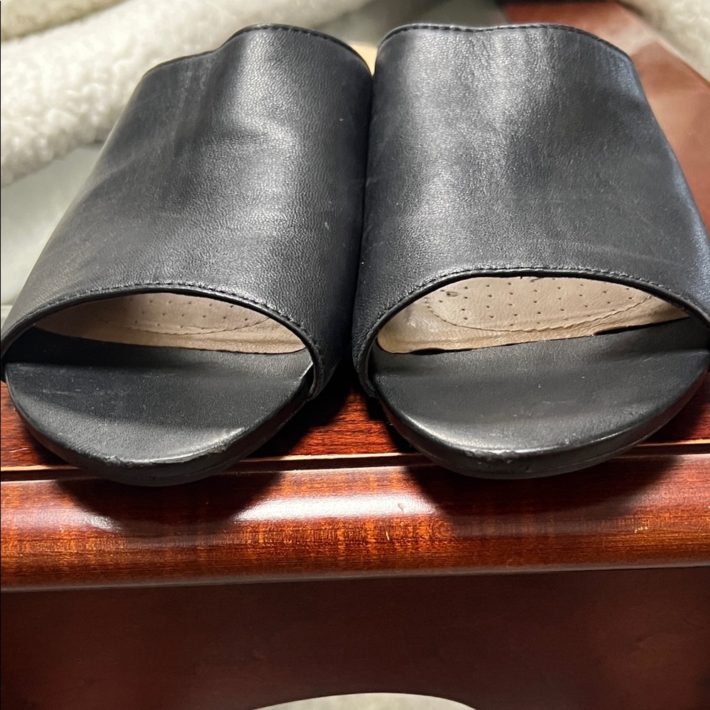 Clarks Women's Black Leather Sense Slide Sandal 9m - Picture 10 of 10